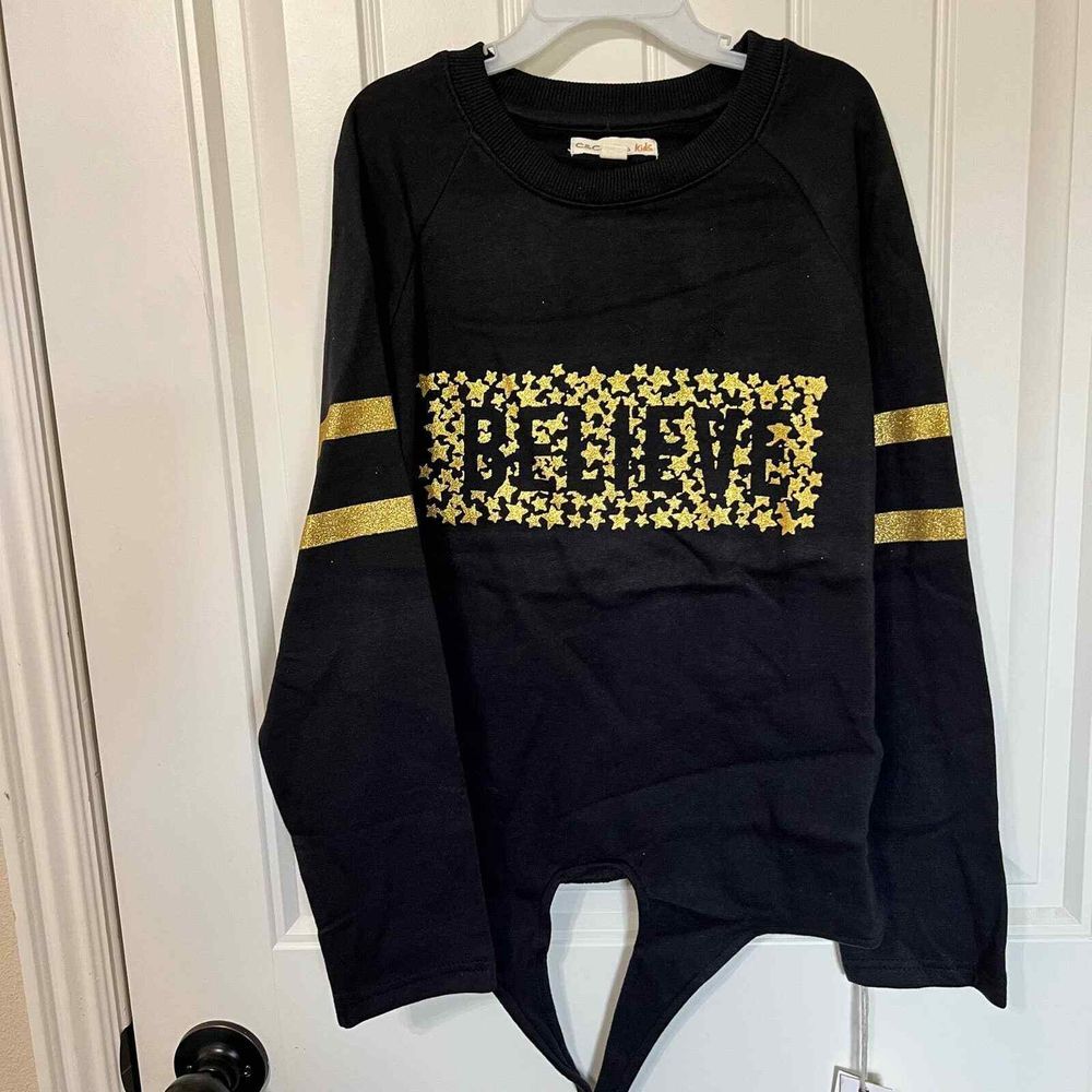 C&C California Kids Black & Gold 'Believe' Graphic Sweatshirt Size‎ 10/12
